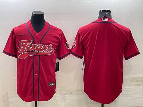Men%27s Houston Texans Blank Red With Patch Cool Base Stitched Baseball Jersey
